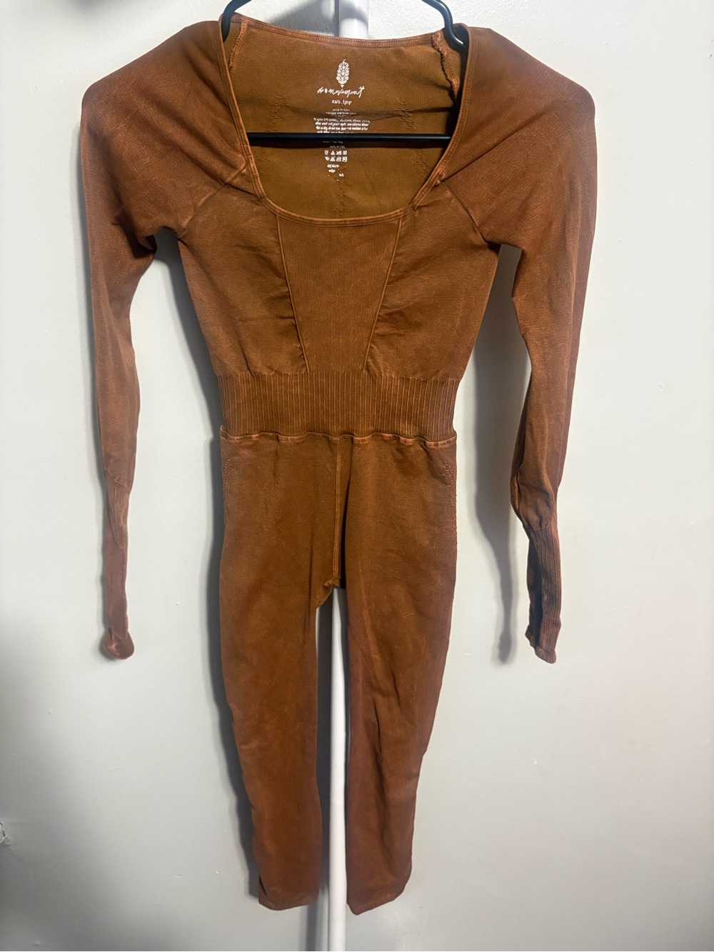 FP Movement by Free People Rust Brown Long-Sleeve Ribbed Jumpsuit